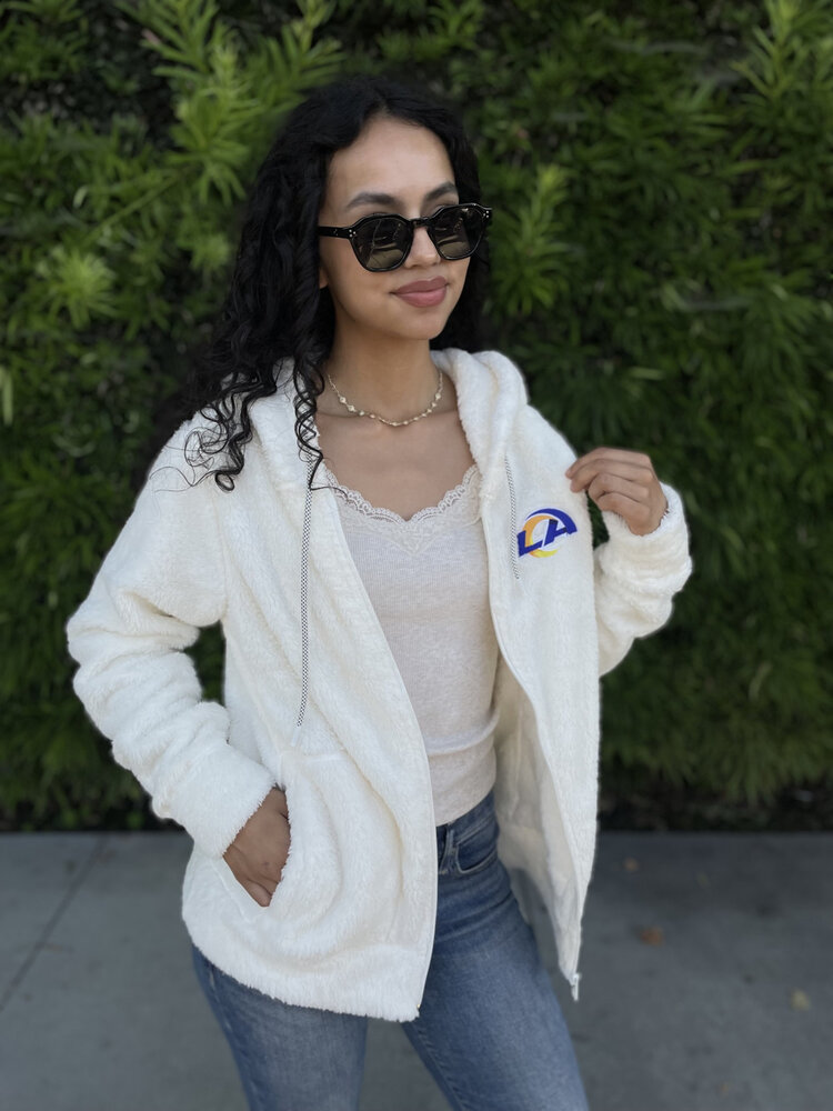 New Era Rams Women's NE Sherpa Ivory F/Z Hoodie