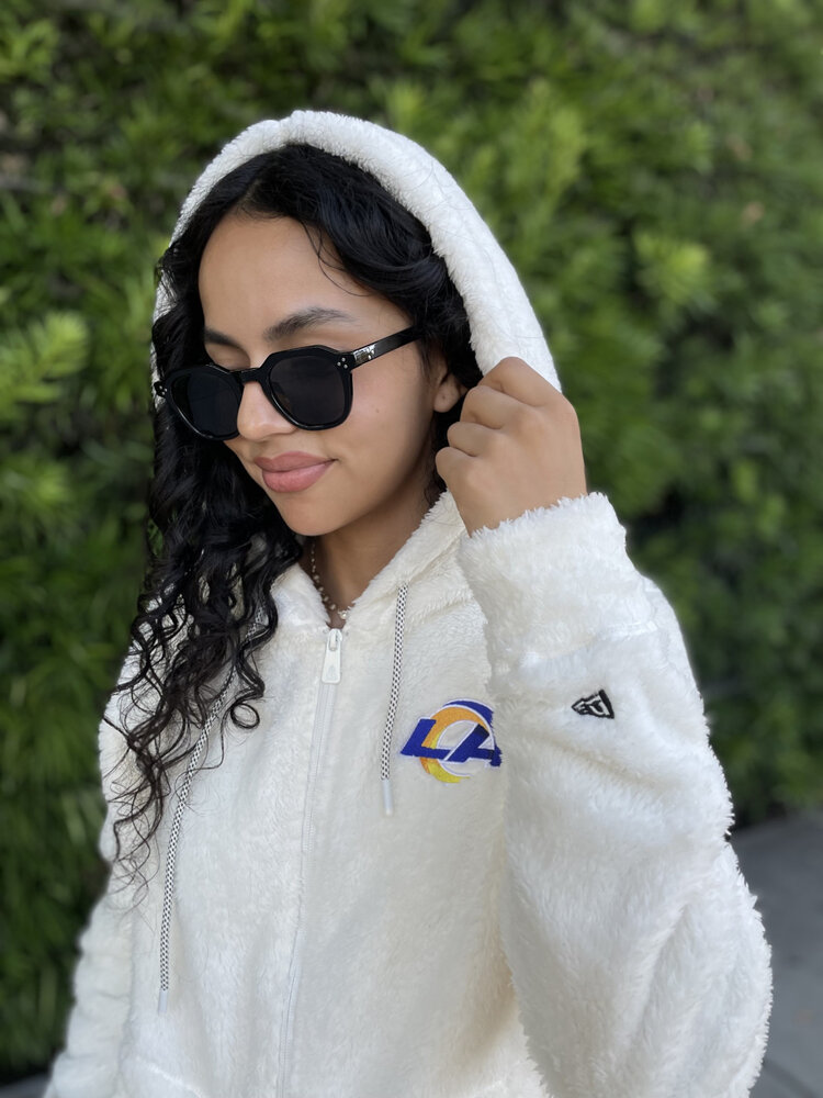 New Era Rams Women's NE Sherpa Ivory F/Z Hoodie
