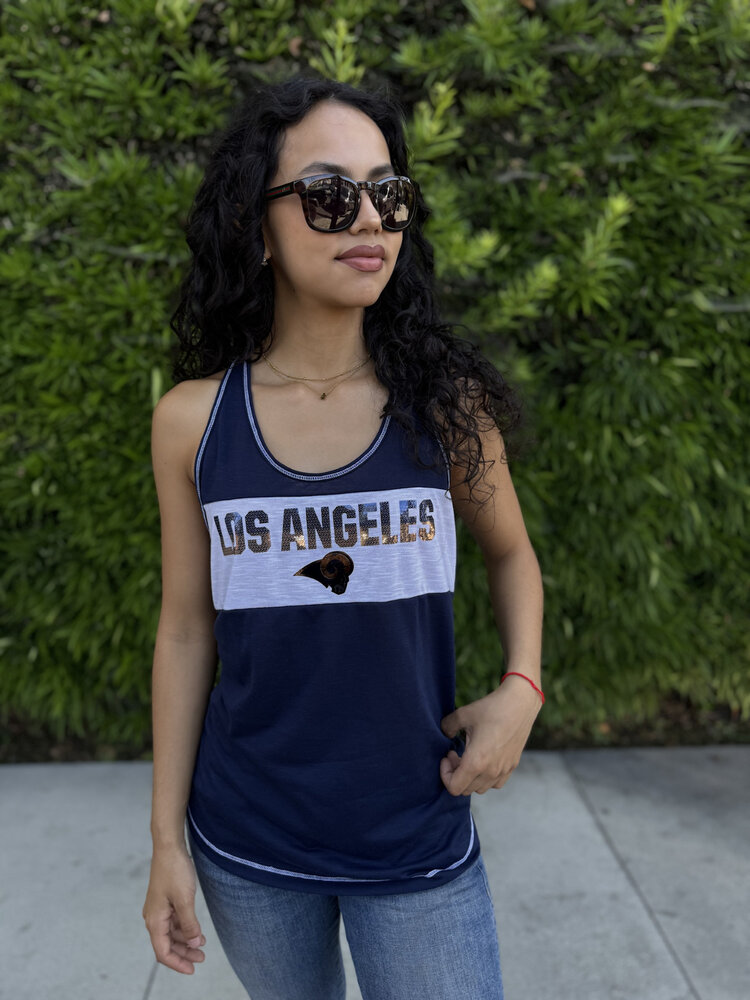 Majestic Rams W Game Time Glitz Tank