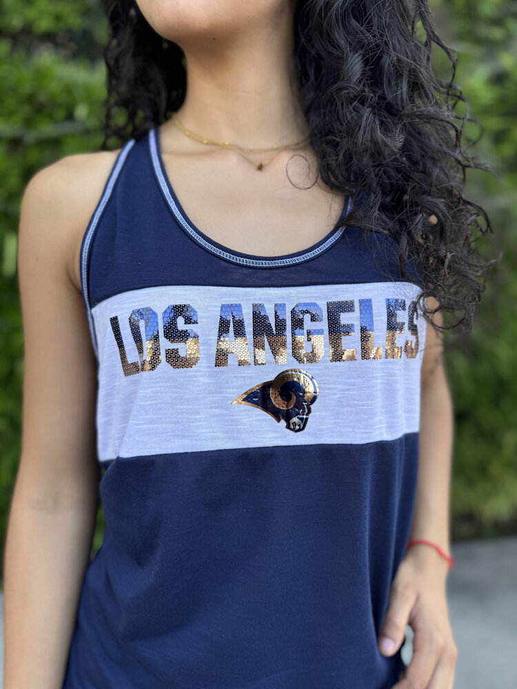 Majestic Rams W Game Time Glitz Tank