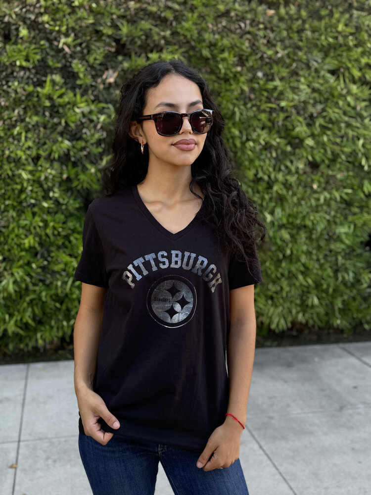 Majestic Steelers W Tonal Shine V-Neck