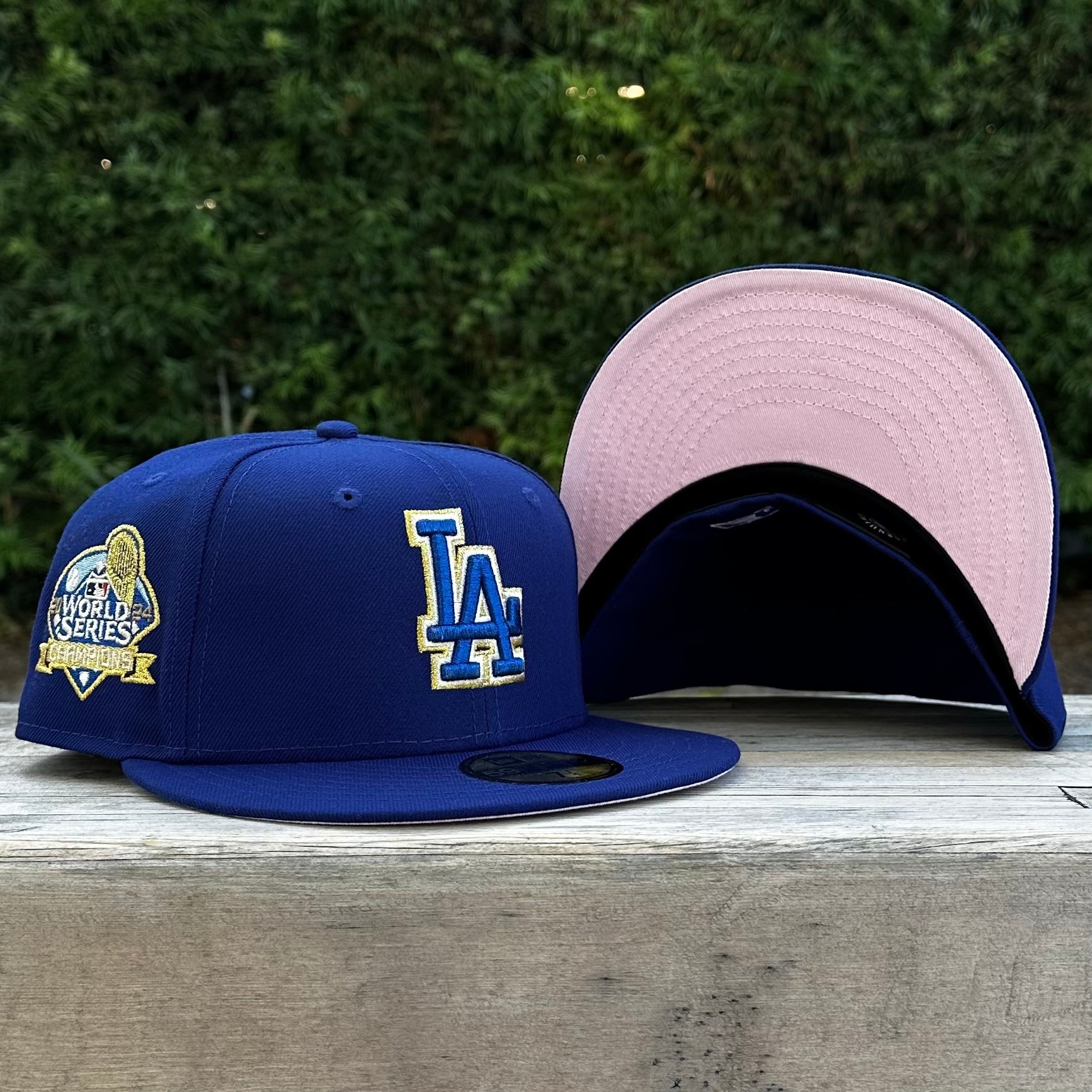 LA Dodgers Royal Metallic Gold 2024 World Series Champions Pink UV