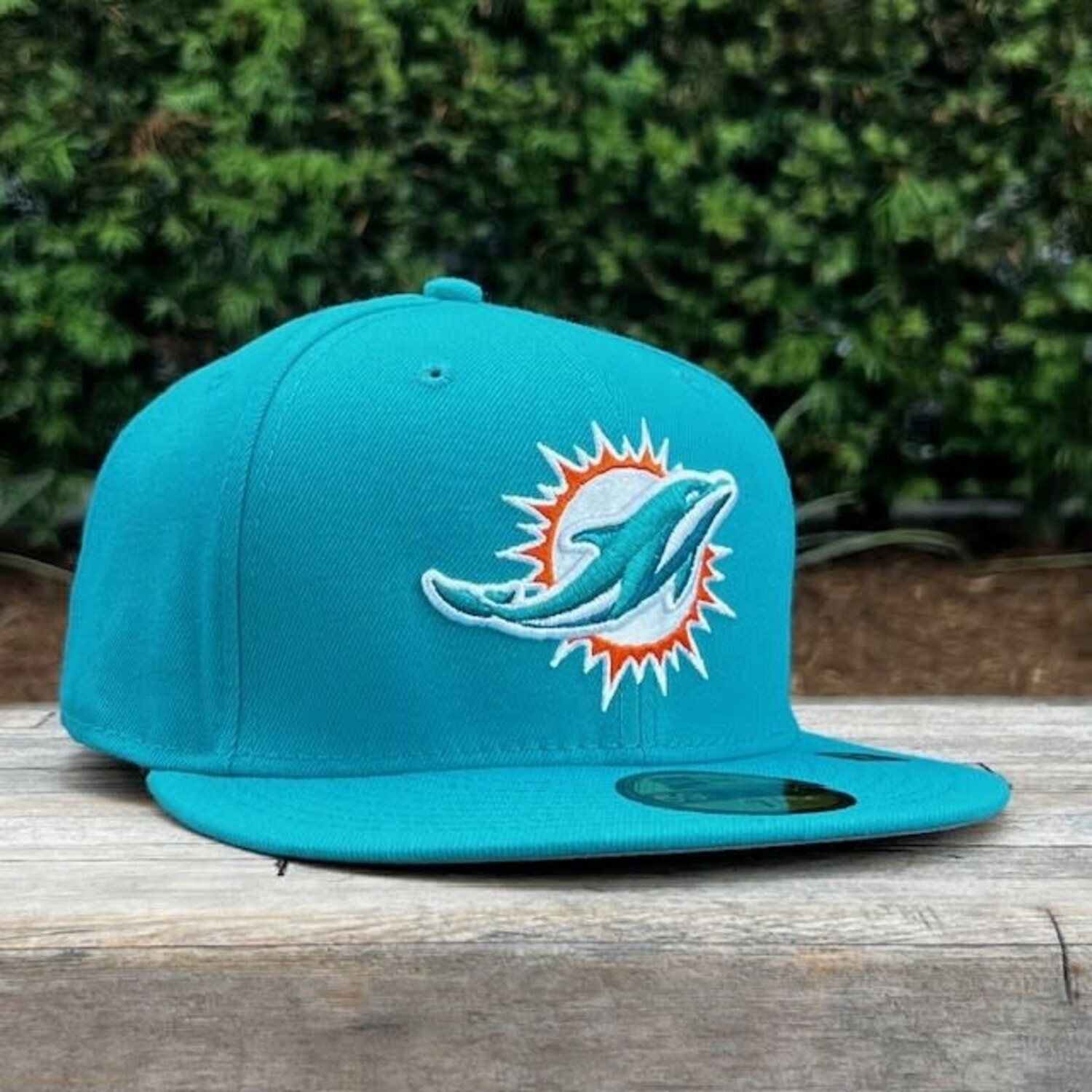 Teal Miami Dolphins Hat New Era 39Thirty Miami Dolphins NFL Teal Gray Fitted Flex  main image 4