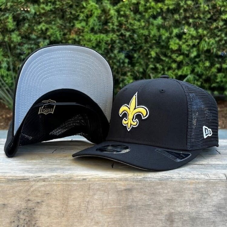 New Era Saints Black Team Mesh 970 Stretch Snap Adjustable