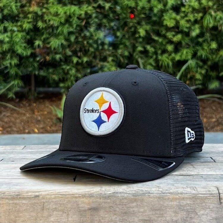 New Era Steelers Black Team Mesh 970 Stretch Snap Adjustable