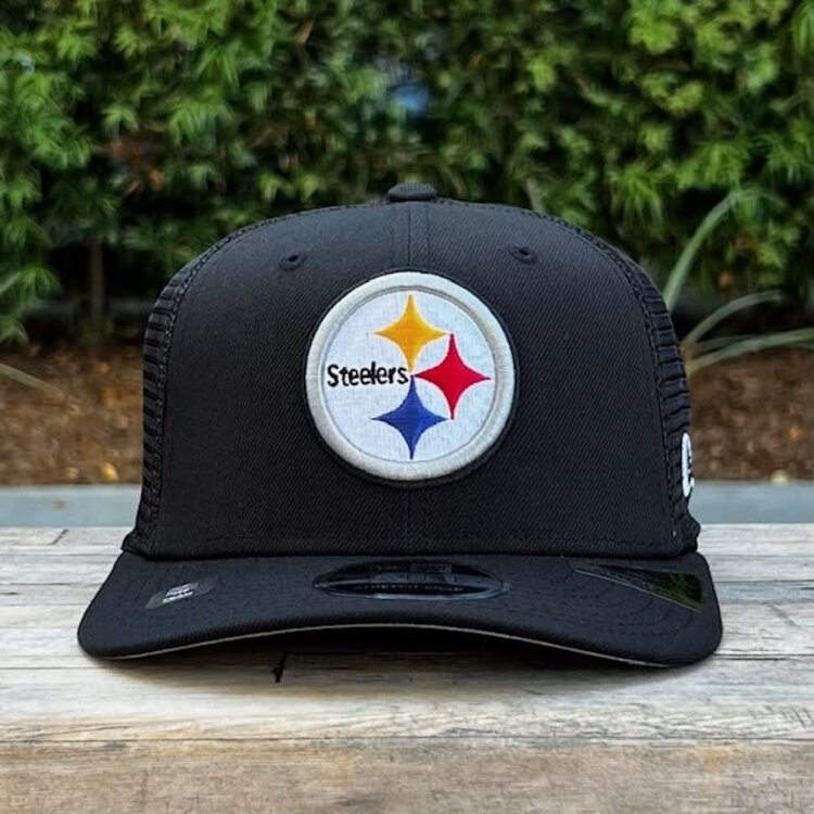New Era Steelers Black Team Mesh 970 Stretch Snap Adjustable