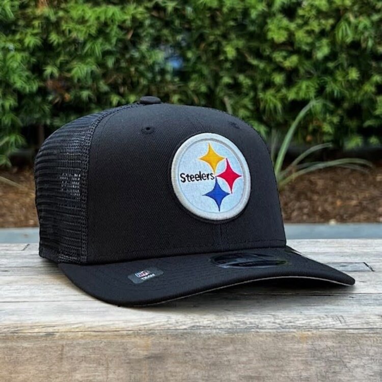 New Era Steelers Black Team Mesh 970 Stretch Snap Adjustable