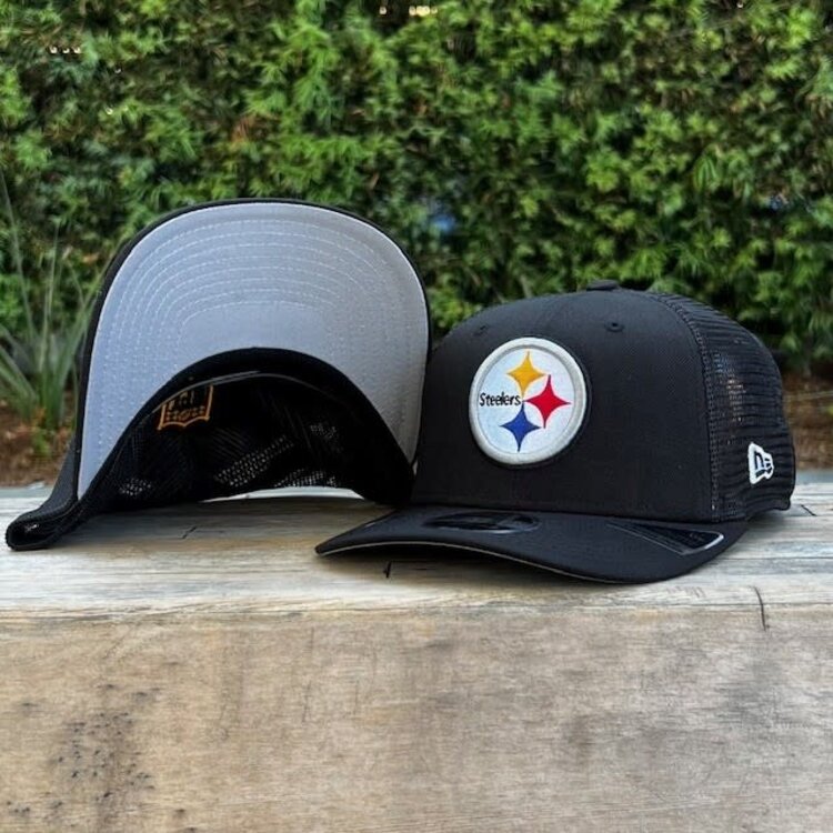 New Era Steelers Black Team Mesh 970 Stretch Snap Adjustable