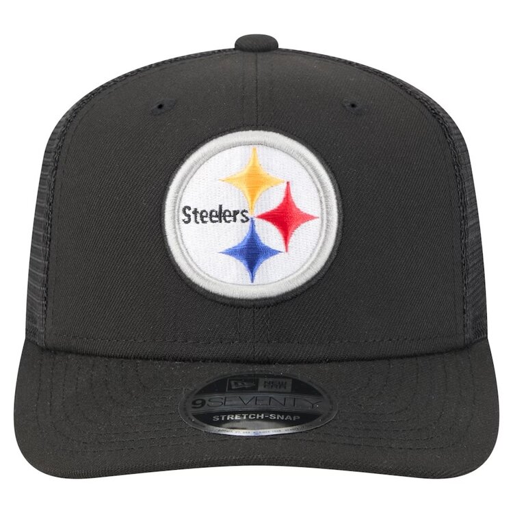 New Era Steelers Black Team Mesh 970 Stretch Snap Adjustable