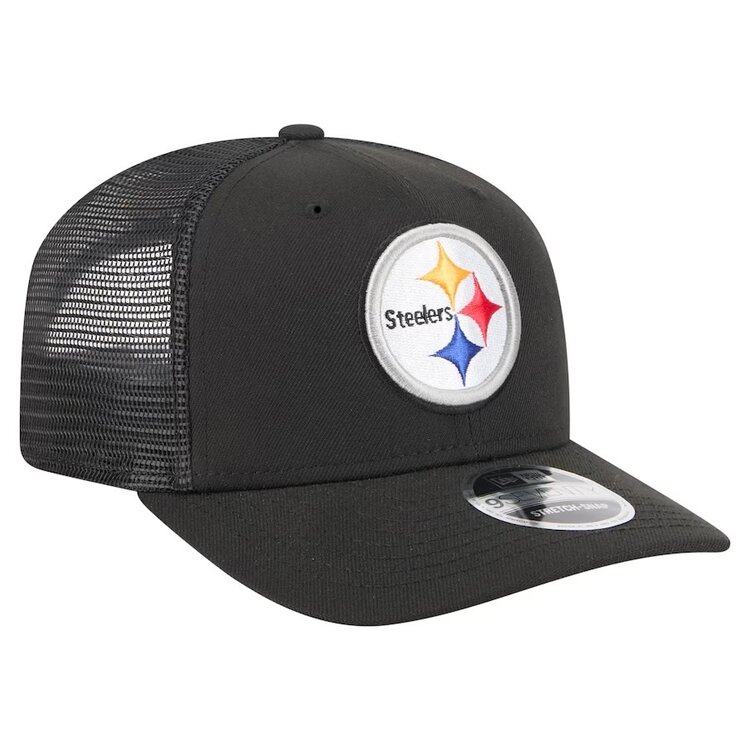 New Era Steelers Black Team Mesh 970 Stretch Snap Adjustable