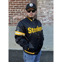 Starter Steelers Men's Starter Scout Satin Button-Down Jacket Black