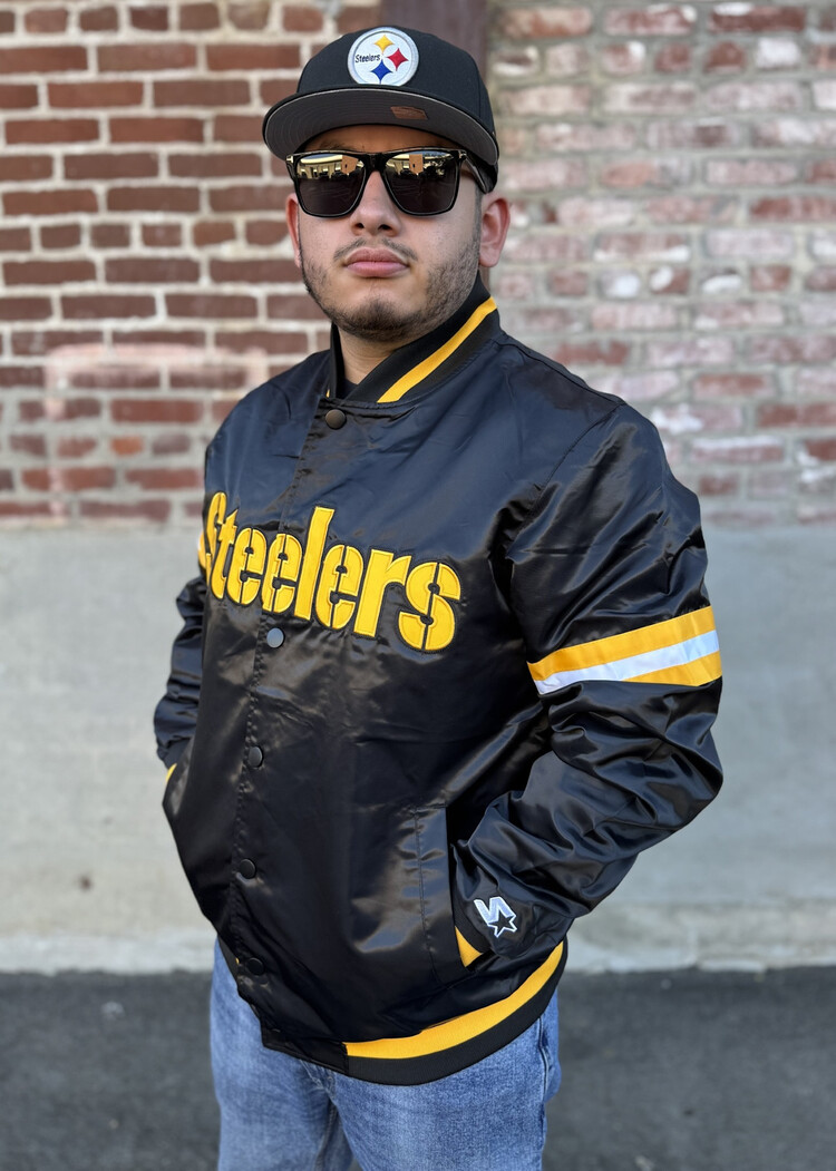 Starter Steelers Men's Starter Scout Satin Button-Down Jacket Black