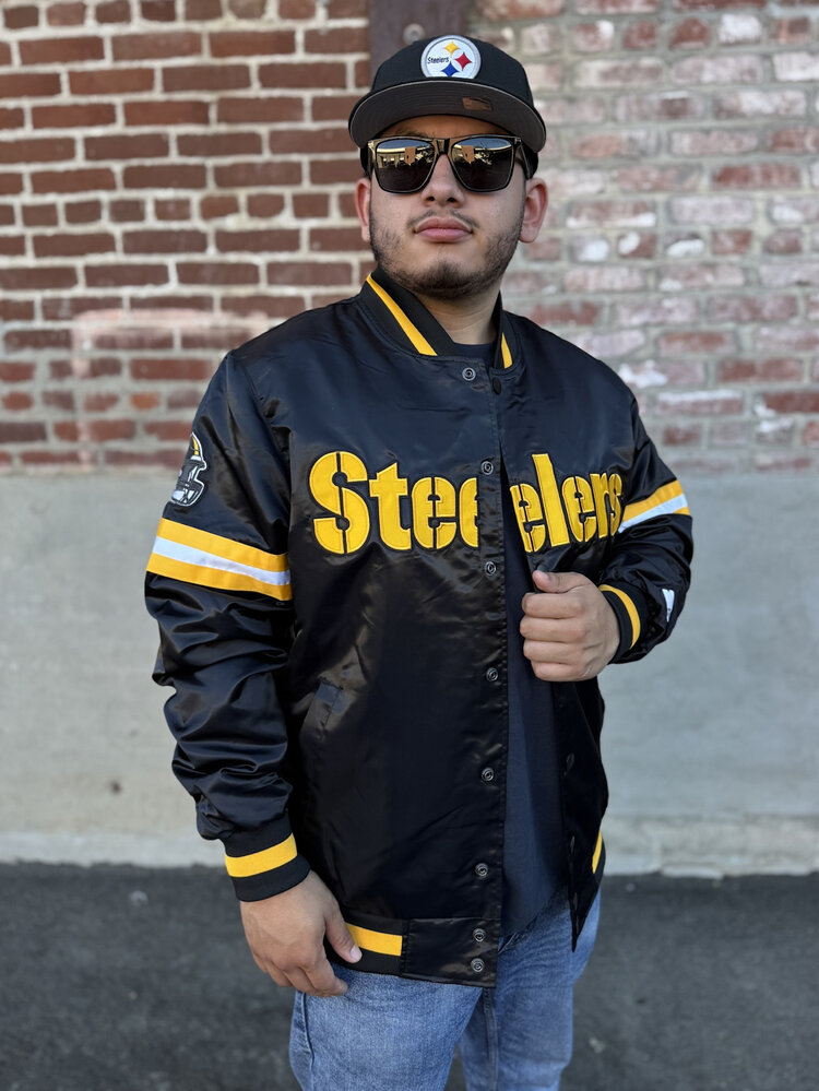 Starter Steelers Men's Starter Scout Satin Button-Down Jacket Black