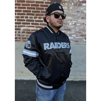 Starter Raiders Men's Starter Scout Satin Button-Down Jacket Black