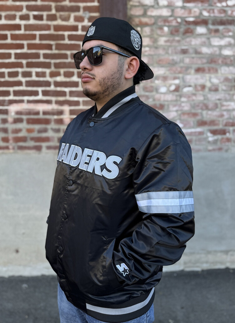 Starter Raiders Men's Starter Scout Satin Button-Down Jacket Black
