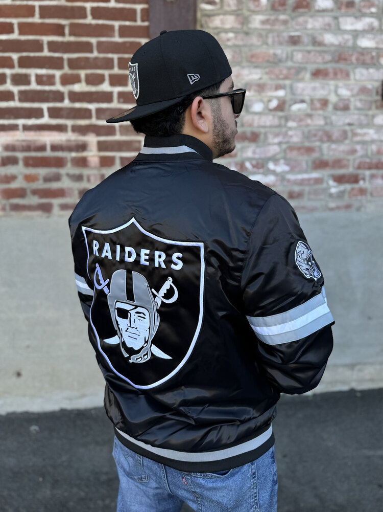 Starter Raiders Men's Starter Scout Satin Button-Down Jacket Black