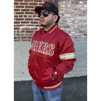 Starter 49ers Men's Starter Scout Satin Button-Down Jacket Red