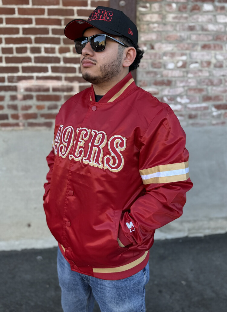 Starter 49ers Men's Starter Scout Satin Button-Down Jacket Red