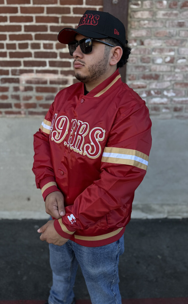Starter 49ers Men's Starter Scout Satin Button-Down Jacket Red