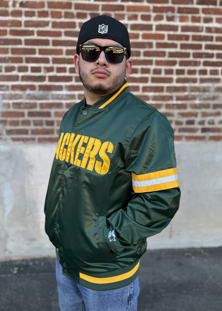 Starter Packers Men's Starter Scout Satin Button-Down Jacket Green