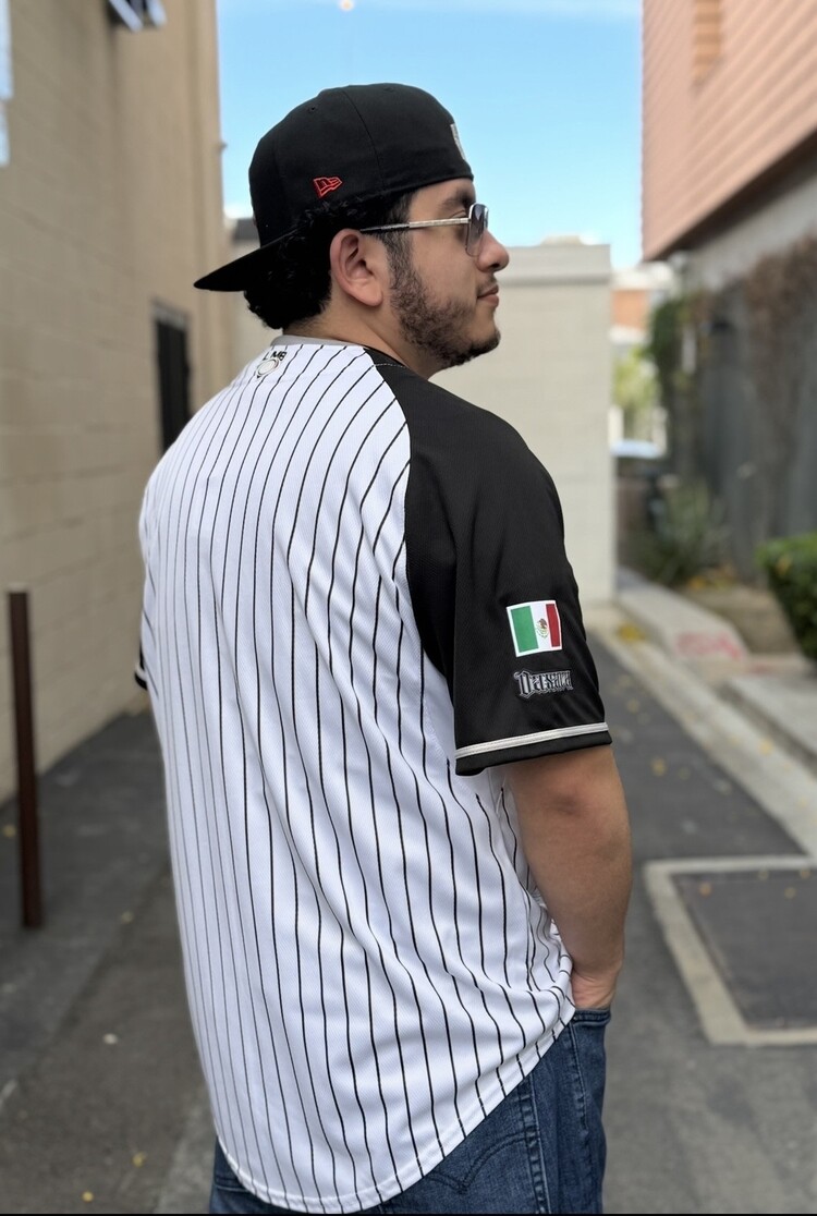 New Era LMB Guerreros de Oaxaca 24 Home Jersey Black/White Pinstripe
