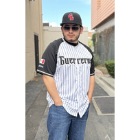 New Era LMB Guerreros de Oaxaca 24 Home Jersey Black/White Pinstripe