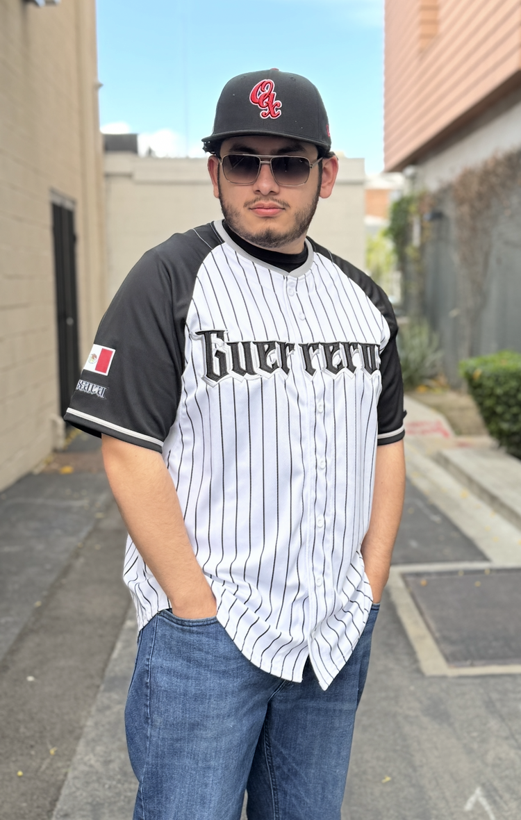 New Era LMB Guerreros de Oaxaca 24 Home Jersey Black/White Pinstripe