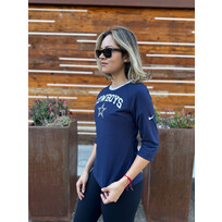 DCM Cowboys W Navy White 3/4-Sleeve Ringer