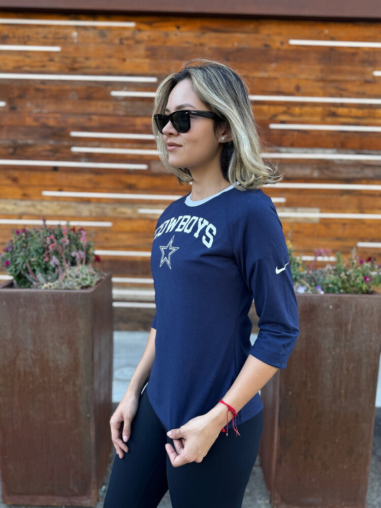 DCM Cowboys W Navy White 3/4-Sleeve Ringer