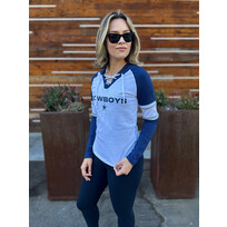 Fanatics Dallas Cowboys Women's White/Navy Laces V-Neck Long Sleeve