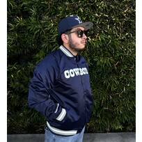 Mitchell and Ness Cowboys M&N Lightweight Satin Jacket Block Navy