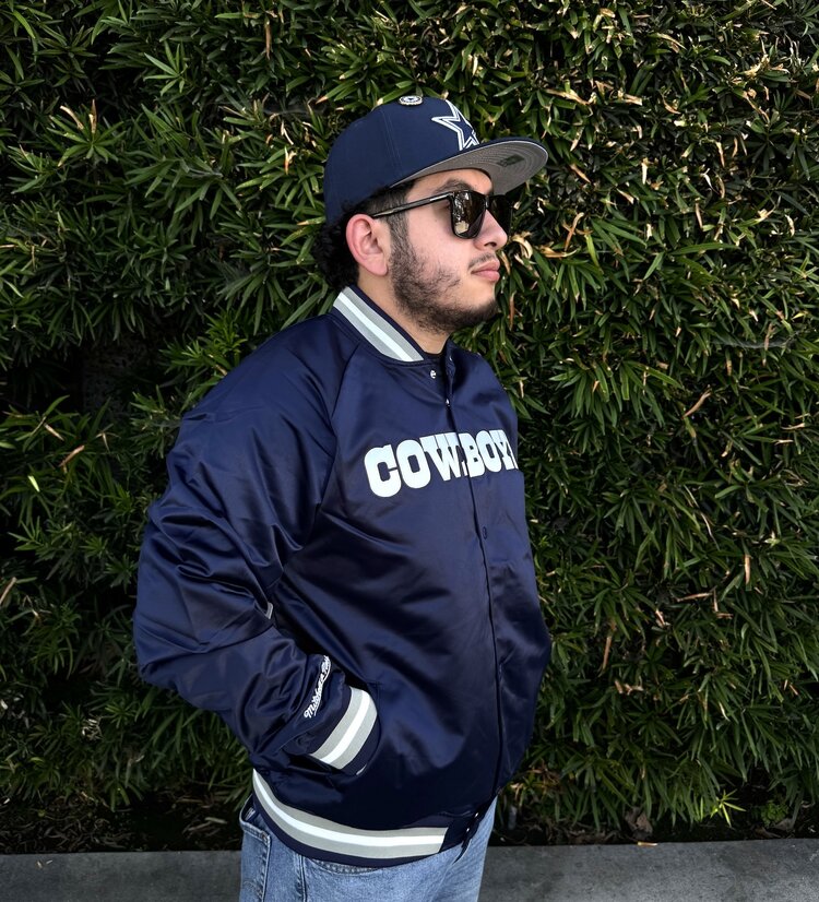 Mitchell and Ness Cowboys M&N Lightweight Satin Jacket Block Navy
