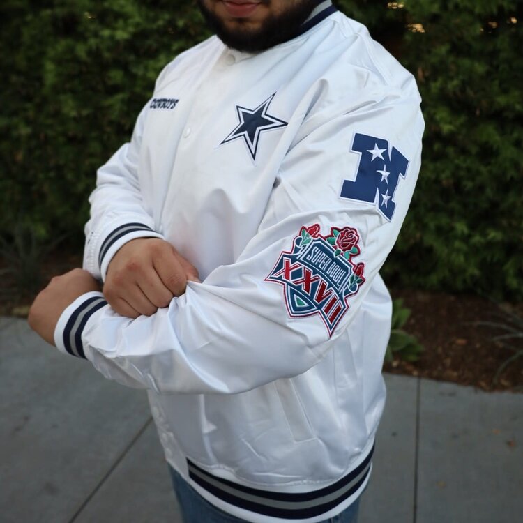 Mitchell and Ness Cowboys M&N City Collection Lightweight Satin Jacket White