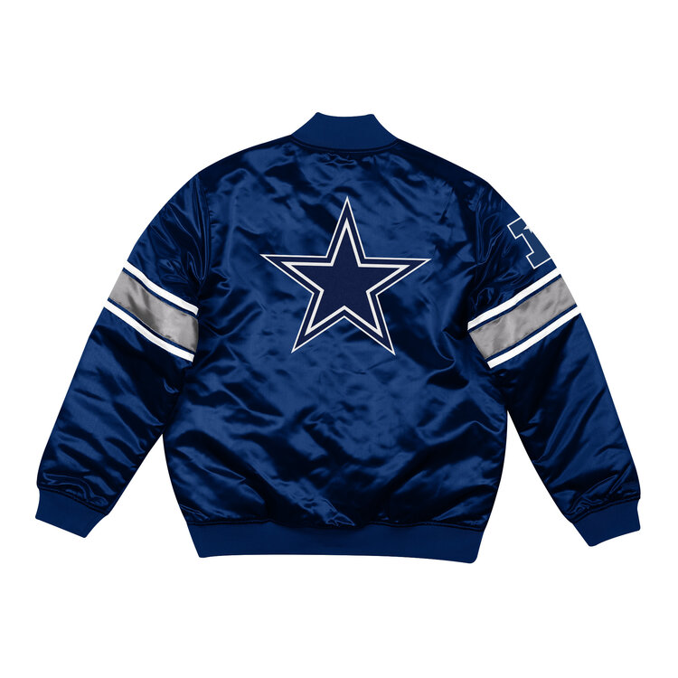 Mitchell and Ness Cowboys M Mitchell & Ness Heavyweight Satin F/Z Jacket Navy w/Stripes