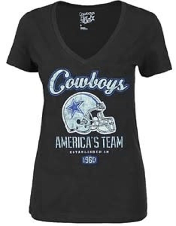 DCM Cowboys W Helmet Jill Blk V-Neck