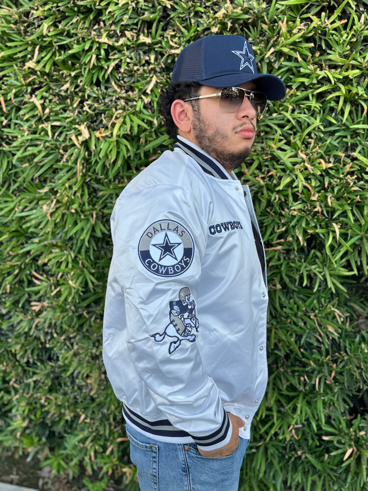 Mitchell and Ness Cowboys M&N City Collection Lightweight Satin Jacket White