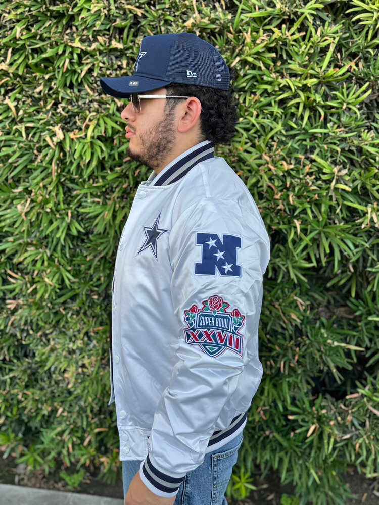 Mitchell and Ness Cowboys M&N City Collection Lightweight Satin Jacket White