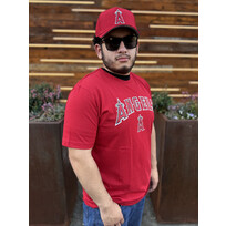 New Era Angels Men's NE Red Distressed Wordmark A Tee
