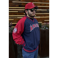 Mitchell and Ness Angels Men's M&N Nylon V-Neck Pullover Jacket Navy/Red