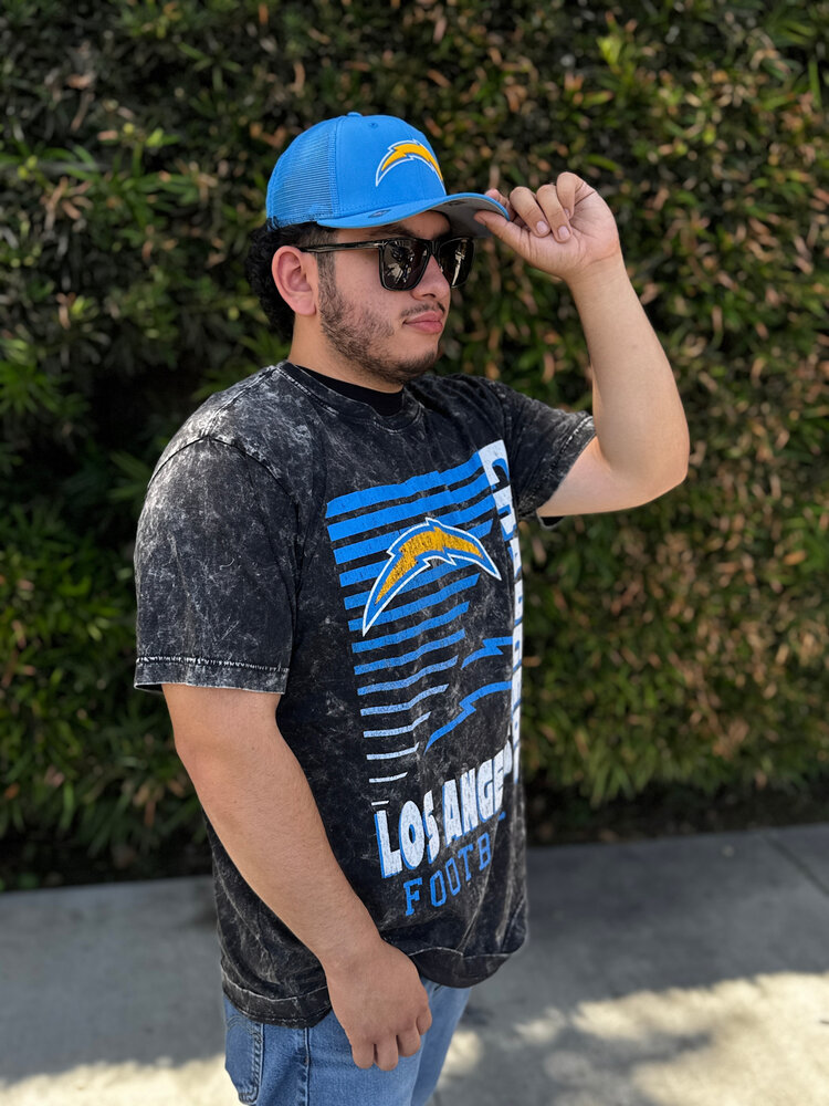 New Era Los Angeles Chargers NE Black Team Football Mineral Wash SS Tee