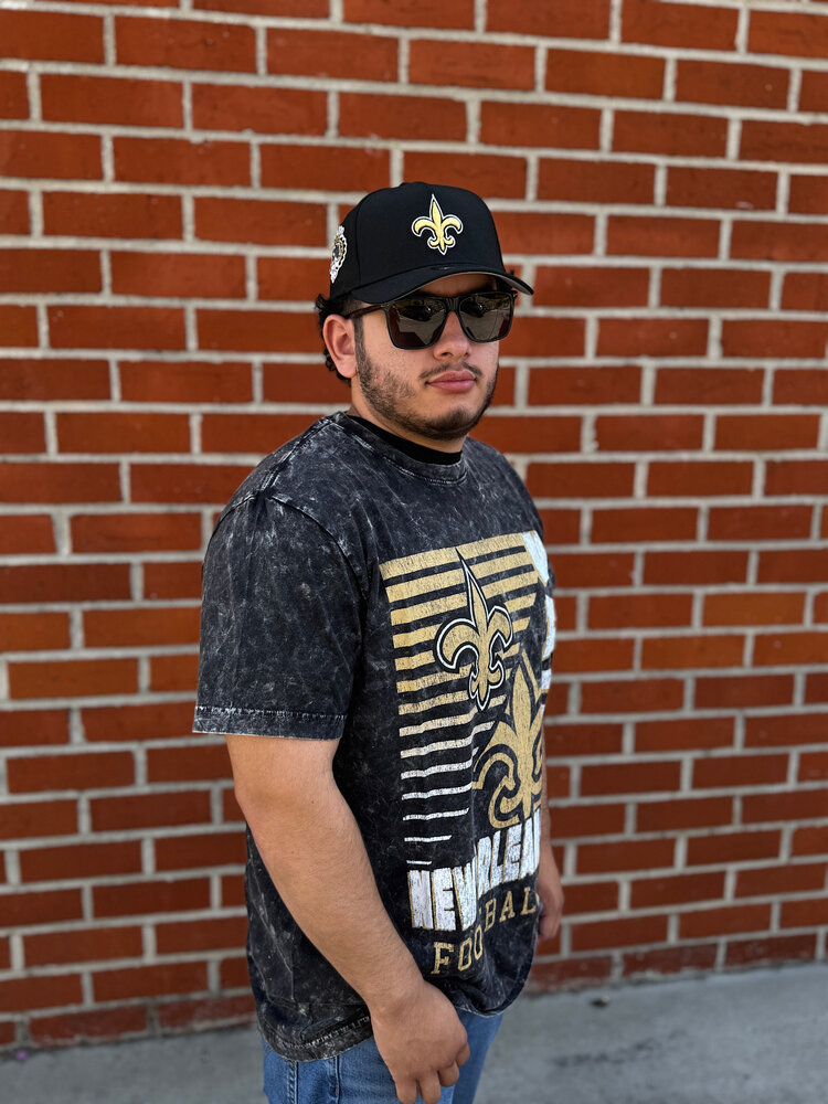 New Era New Orleans Saints Men's NE Black Team Football Mineral Wash SS Tee