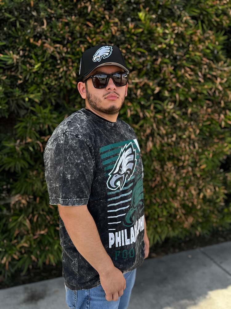 New Era Philadelphia Eagles NE Black Team Football Mineral Wash SS Tee