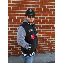 New Era Raiders NE Mens Black Snap Front Jacket w/Hoodie