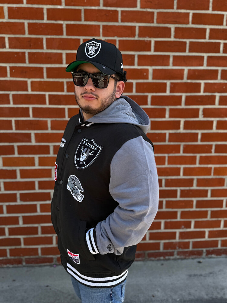 New Era Raiders NE Mens Black Snap Front Jacket w/Hoodie