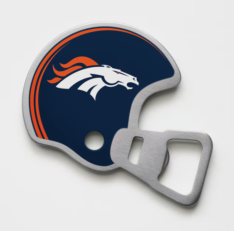 You The Fan Season Opener Helmet Magnetic Stainless Steel Bottle Opener - Broncos