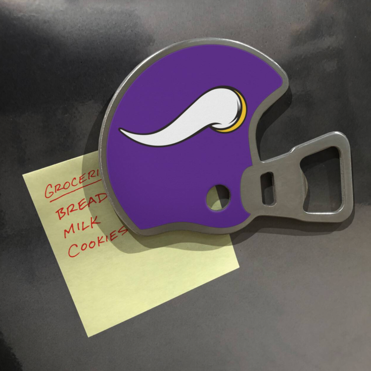 You The Fan Season Opener Helmet Magnetic Stainless Steel Bottle Opener - Vikings