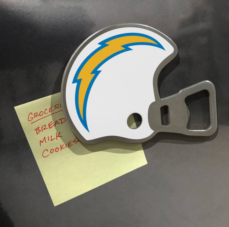 You The Fan Season Opener Helmet Magnetic Stainless Steel Bottle Opener - Chargers