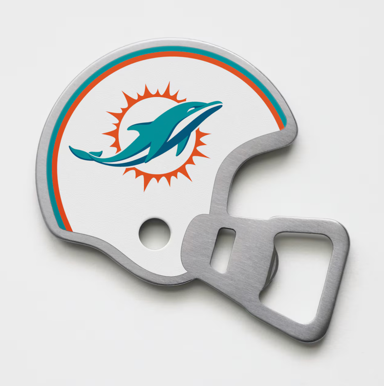 You The Fan Season Opener Helmet Magnetic Stainless Steel Bottle Opener - Dolphins