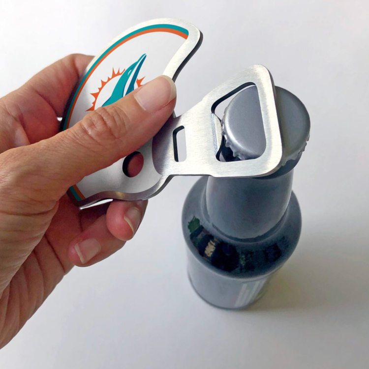 You The Fan Season Opener Helmet Magnetic Stainless Steel Bottle Opener - Dolphins