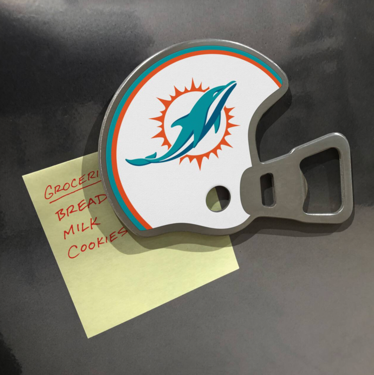 You The Fan Season Opener Helmet Magnetic Stainless Steel Bottle Opener - Dolphins